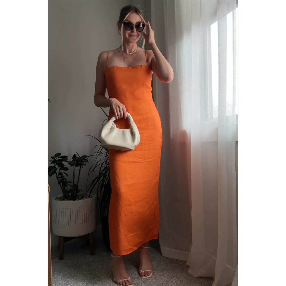 Reformation Frankie Linen Midi Dress Citrus Size 2